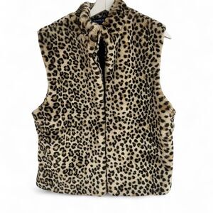 Preston & York Leopard Print Faux Fur Vest Women’s Size Medium